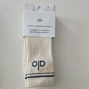 ALO Yoga Unisex Throwback Sock - Oatmeal Heather And Charcoal Green